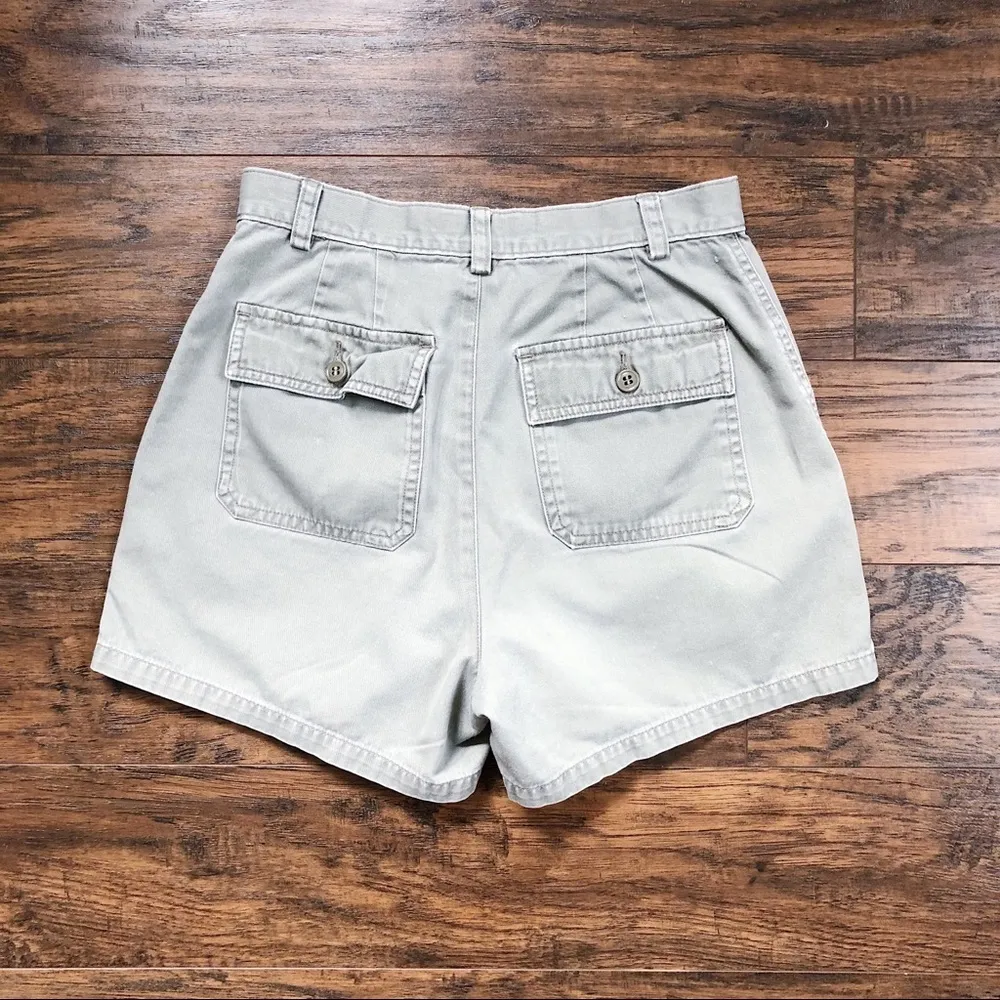 vintage • J Crew button fly shorts cargo faded green high rise twill stone wash - Image 8