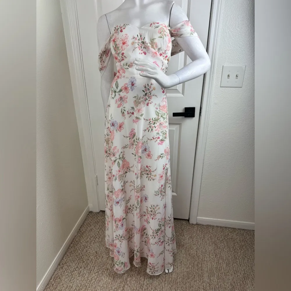 JJ’S HOUSE  Off the Shoulder Floor-Length Chiffon Bridesmaid Dress Size 22 #356 - Image 2