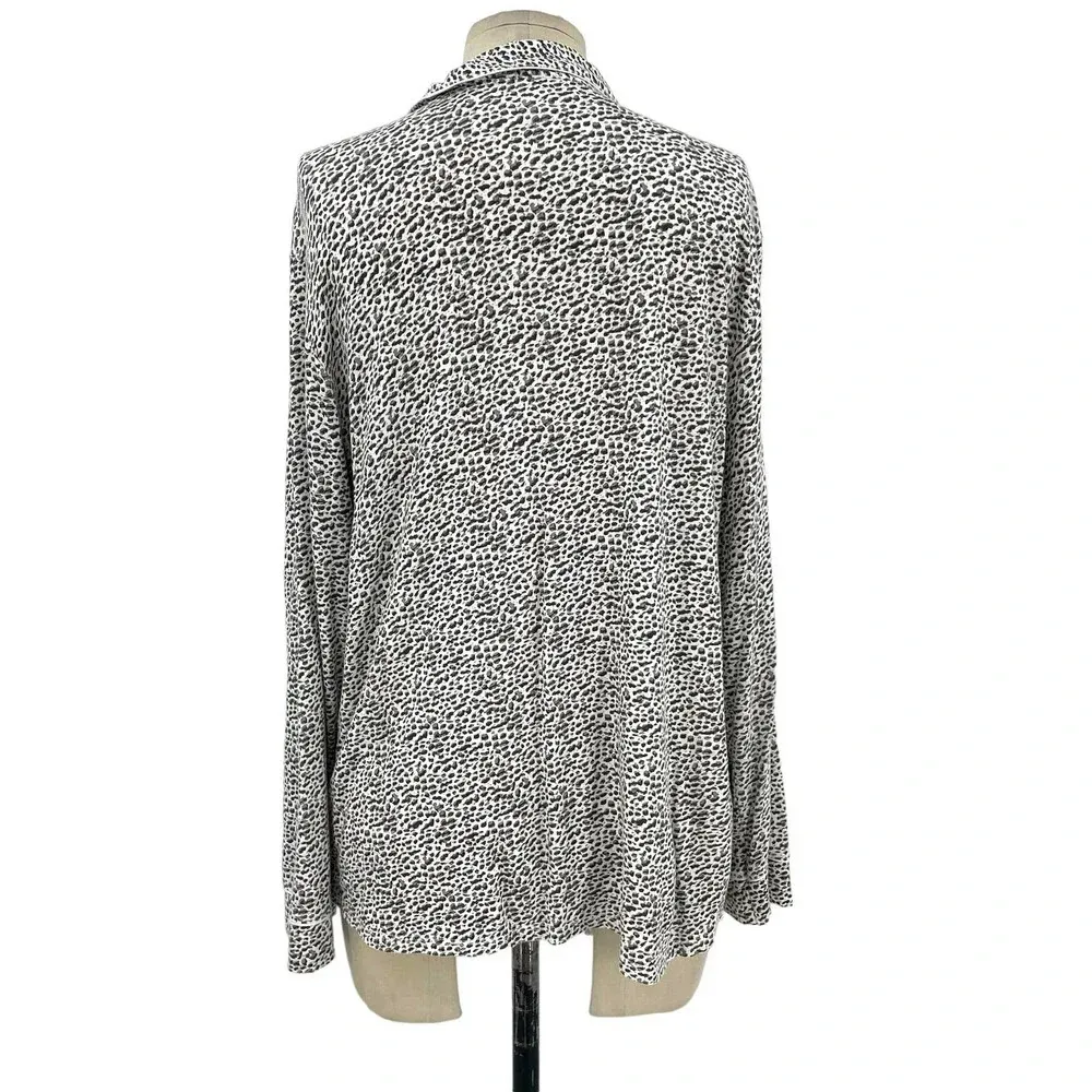 Eberjey Gisele Long Sleeve Pajama Top Ivory Brown Spotted Print Size Medium - Image 6