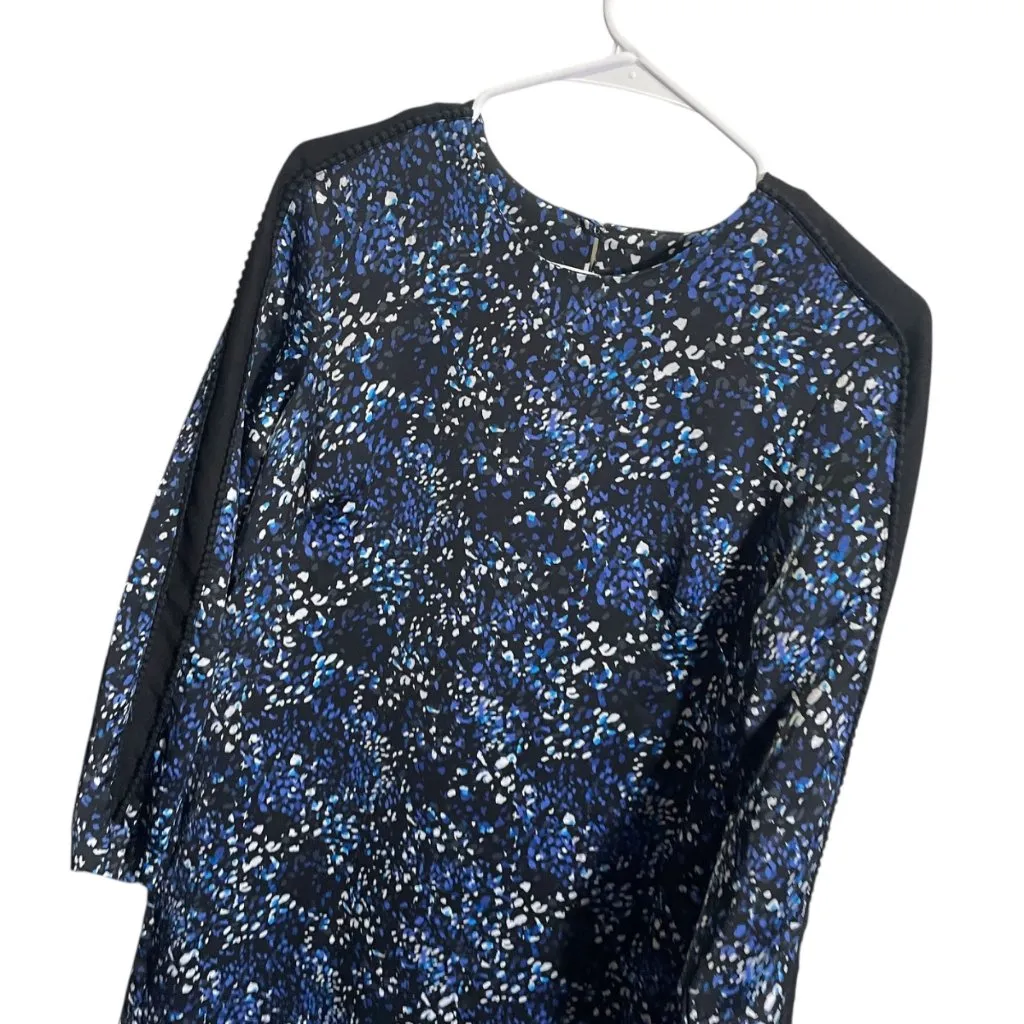 Banana Republic Womens Dress Size 2 Abstract Print Long Sleeve Blue - Image 2