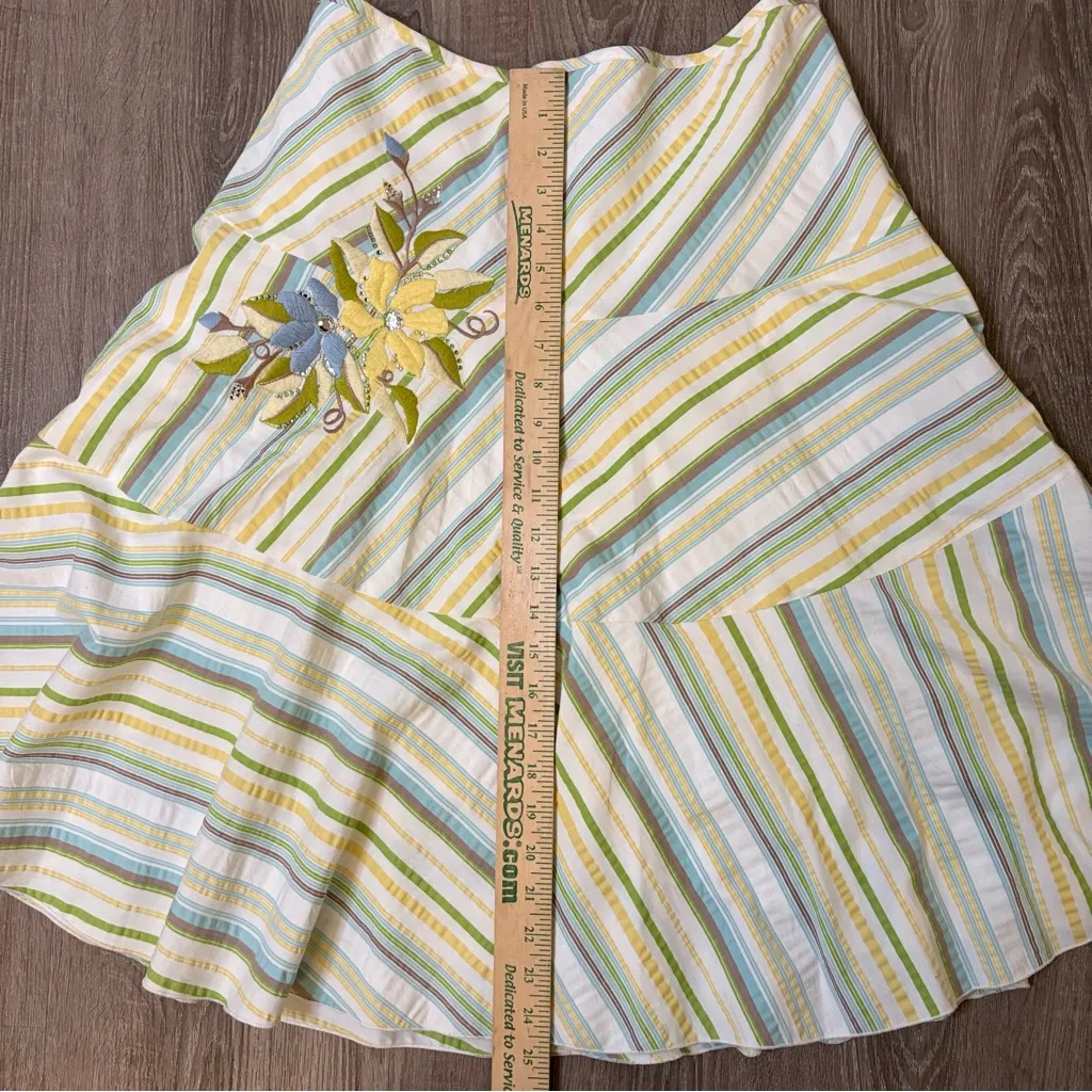 💛 Ruth for Anthropologie Y2K Floral Stripe Skirt – Size 10 - Image 4