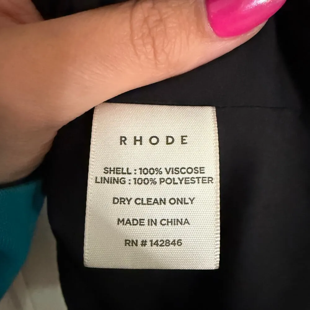 RHODE Pia Crepe de Chine Dress Puff Sleeve Mini Dress in Black Size 8 NEW - Image 7