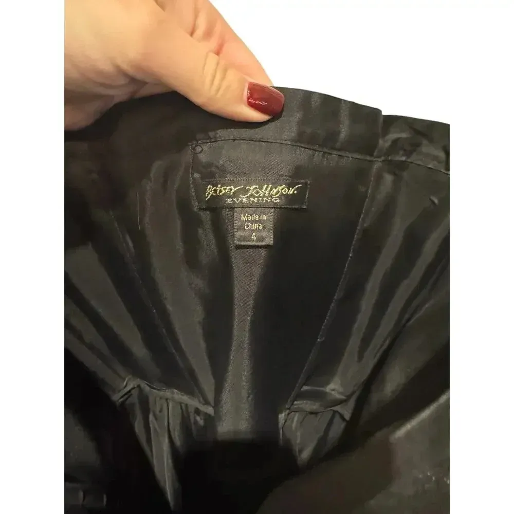 Betsey‎ Johnson Vintage Strapless Sequin Tulle Event Metallic & Black Dress  4 - Image 3