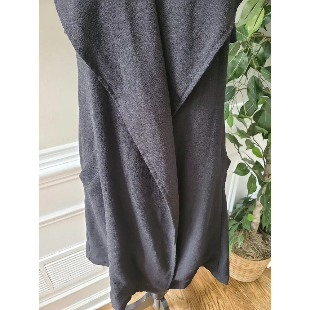 Be Cool Women Solid Black Polyester Open Front Long Sleeve Casual Jacket Size L - Image 4