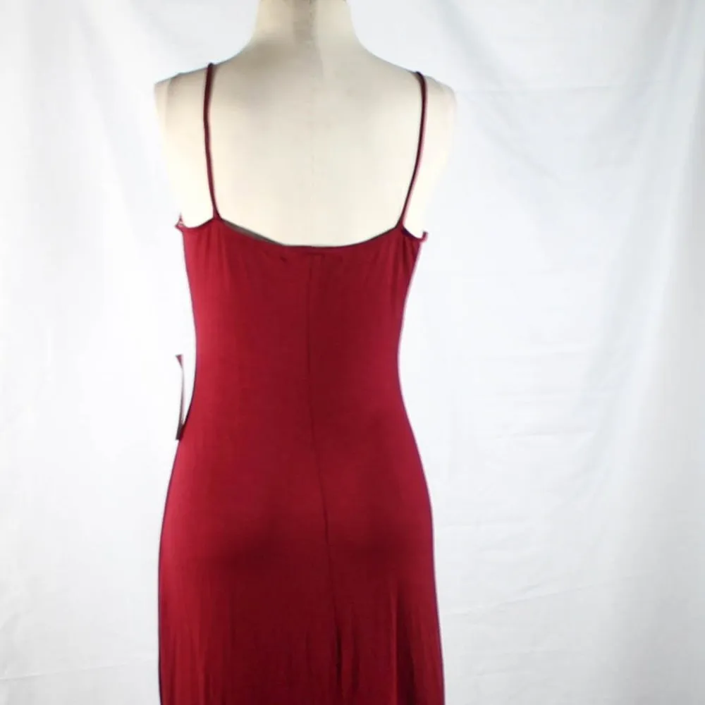NWT Burgundy Cranberry Maxi Dress with Slits and Cross Stitch Cleavage - Image 11