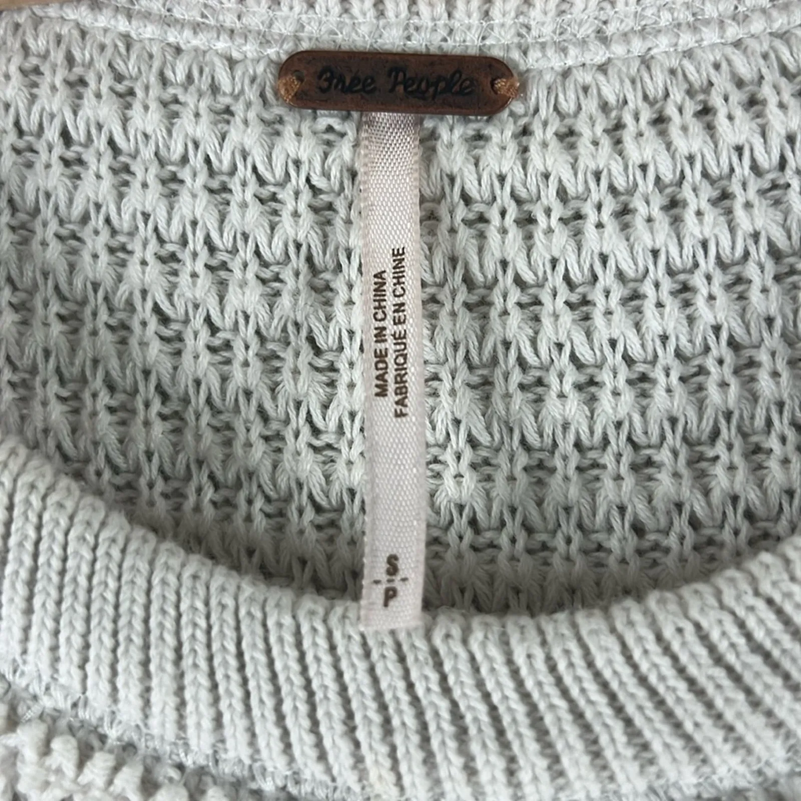 Free People Cold Shoulder Sweater Womens S Cream Waffle Knit Oversized Slouchy - Image 5