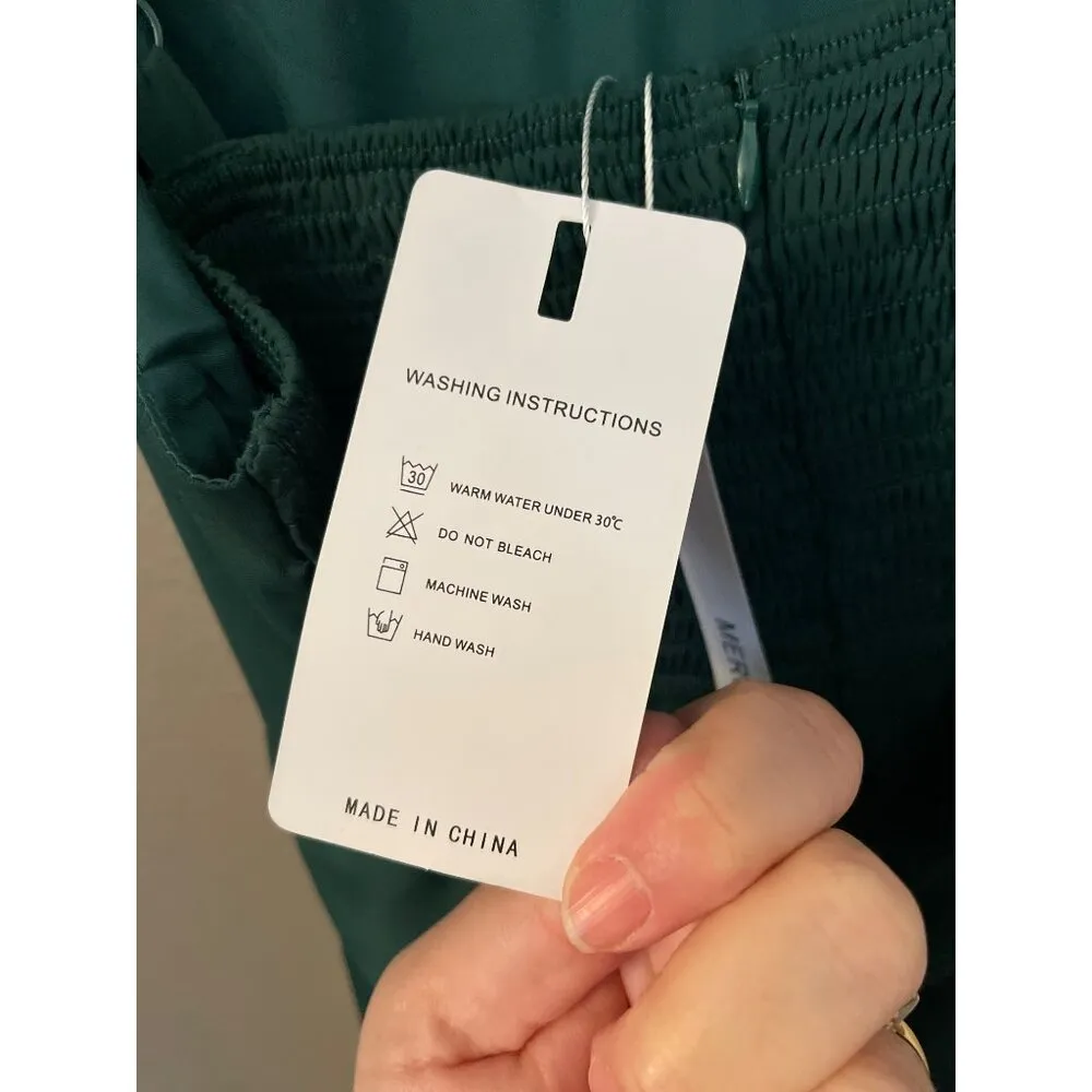 Merokeety Boutique Dress Emerald Green Adjustable Straps Bow Tie Size L Party - Image 5