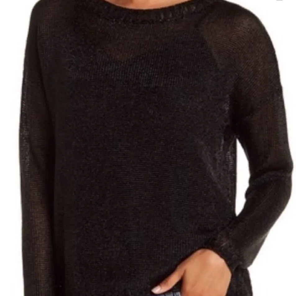 Vince Black Metallic Shimmer Knit Sweater Size Medium - Image 3