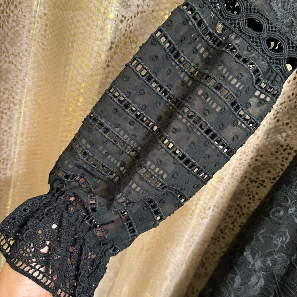 Cynthia Rowley Black Wicker Park Lace Eyelet Dress Size 8 NWT - Image 6