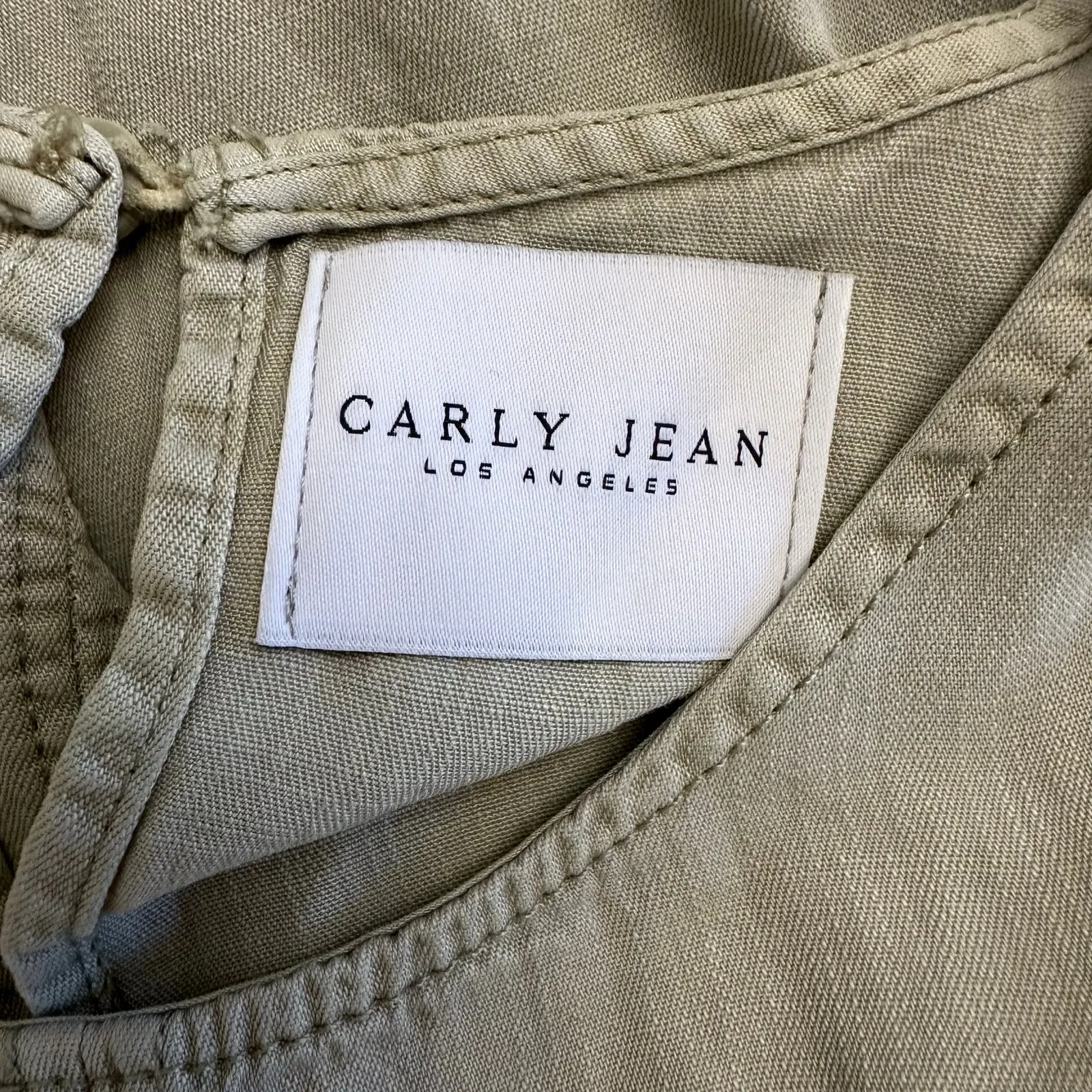 Carly Jean LA Sage Green Shift Dress L Minimalist Capsule Wardrobe‎ Coastal Chic - Image 2