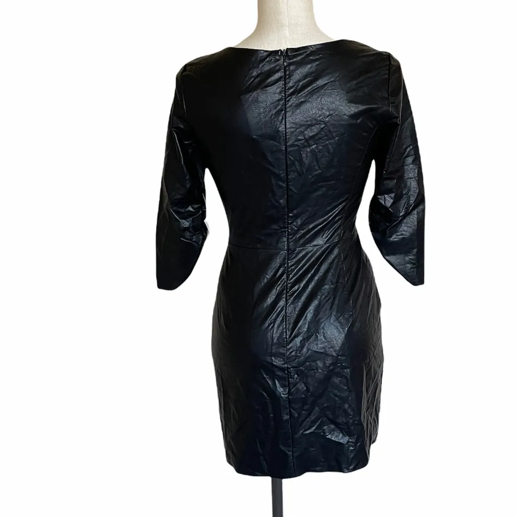 NWT ZARA Faux Leather Draped Dress Black Small - Image 8