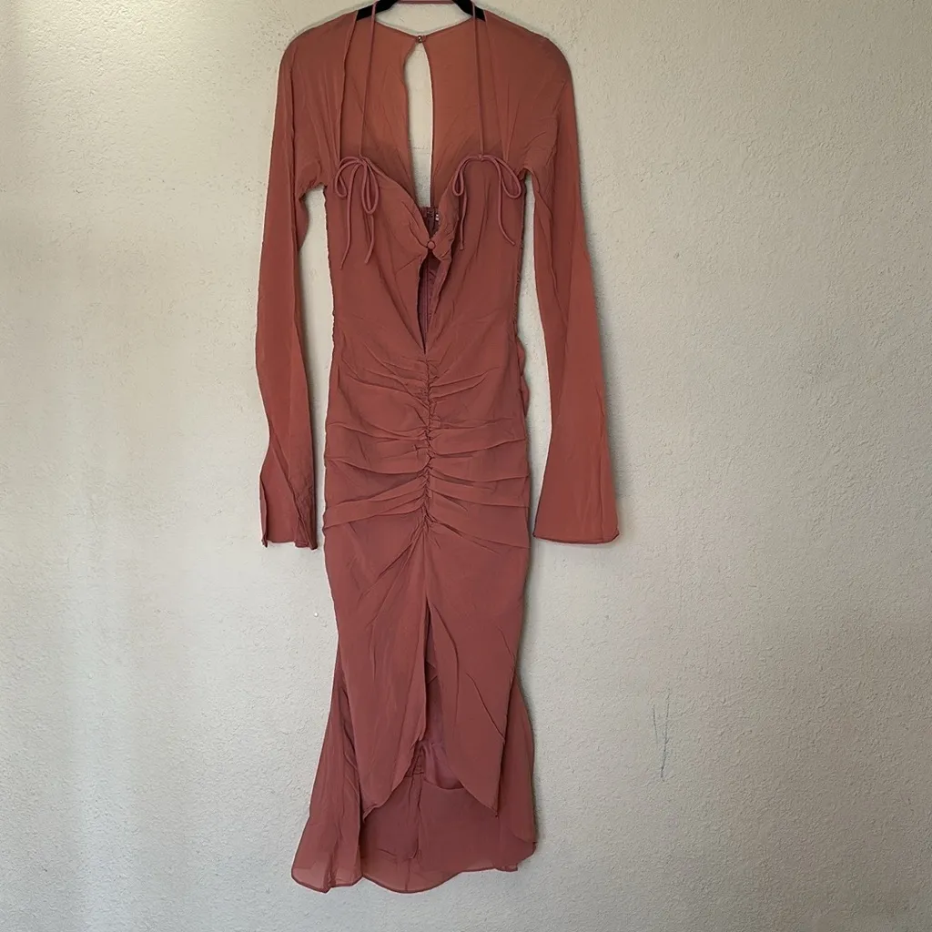 HOUSE OF CB 'Reine' Rose Real Silk Ruffle Midi Dress NWOT size‎ M - Image 10