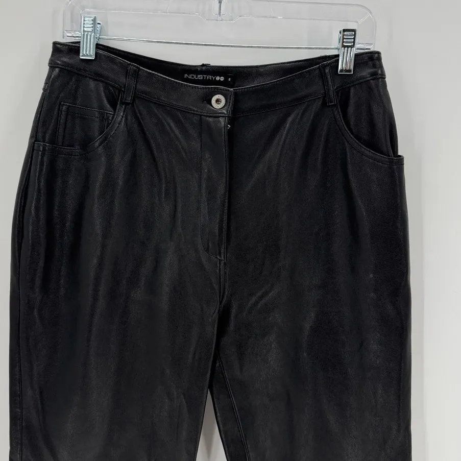 Industry black leather high waisted bootcut pant size 8 rocker concert western - Image 3