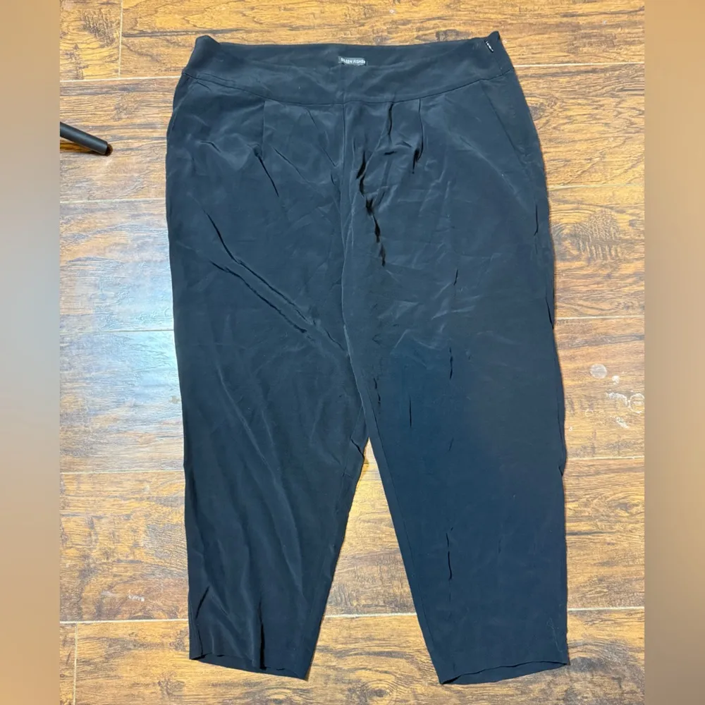 EILEEN FISHER Women’s Black Viscose Jersey Cropped Pant Sz L - Image 3