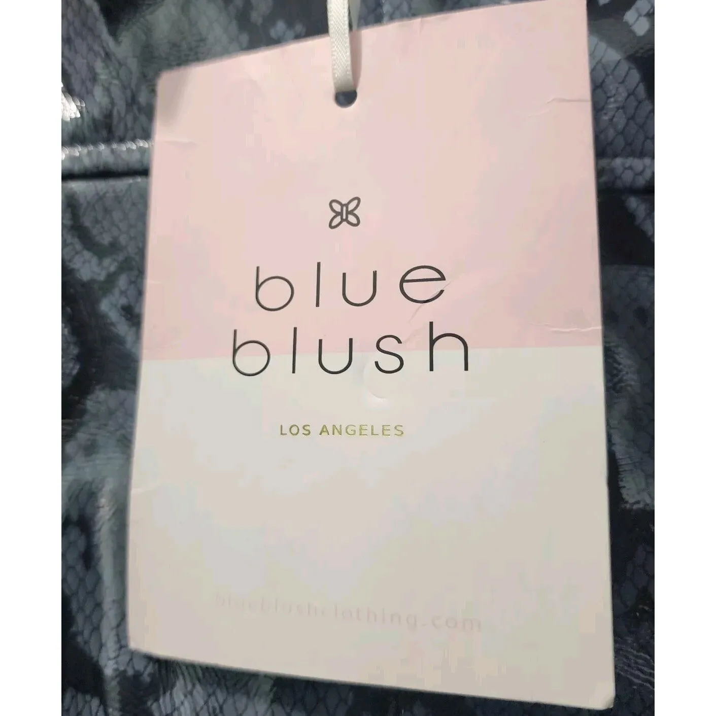 Blue‎ Blush Snake Print Cropped Jacket Moto Biker Silver Accents Small - Image 4