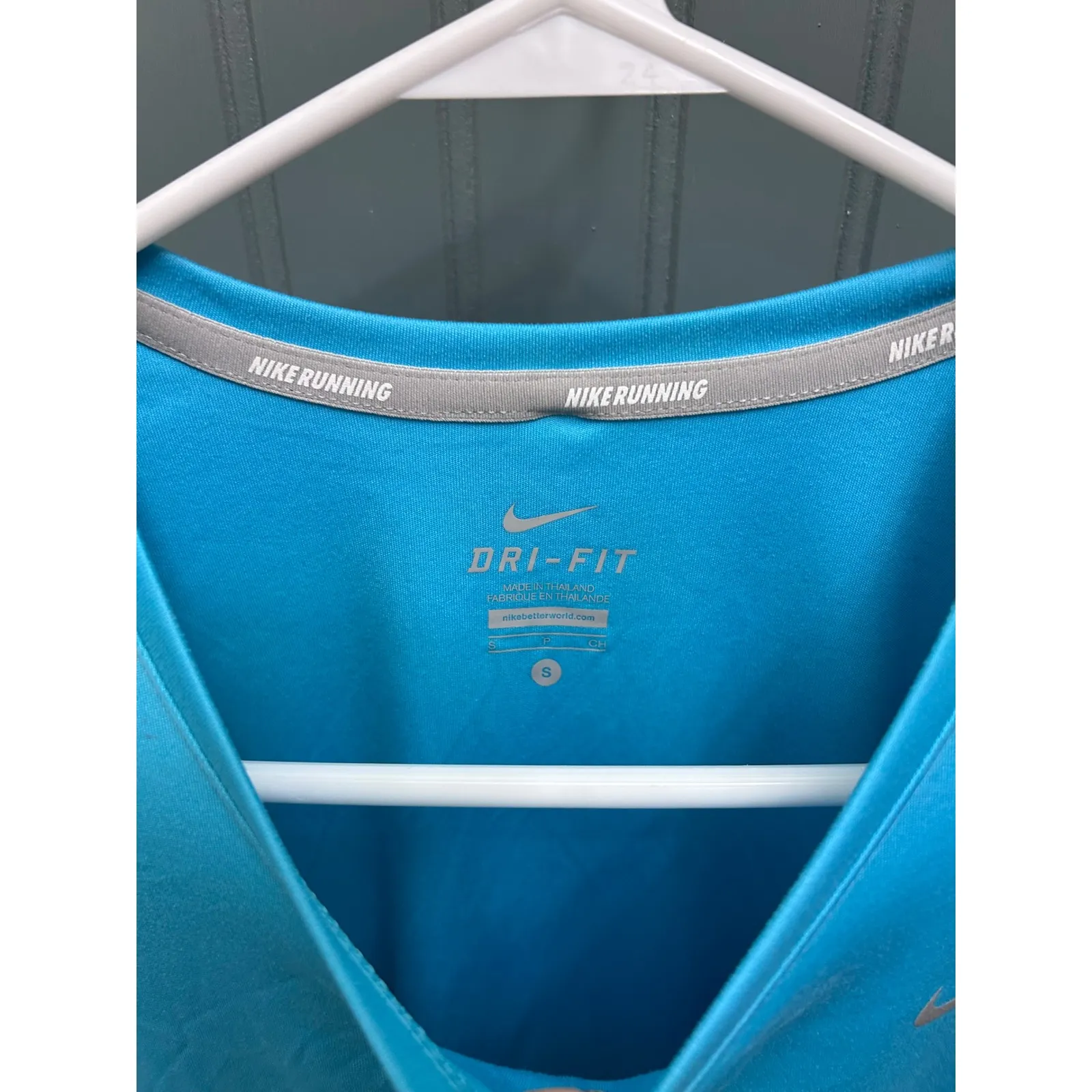 Nike Dri Fit Running Long Sleeve Shirt Women's Size Small Blue Athletic Top - Image 2