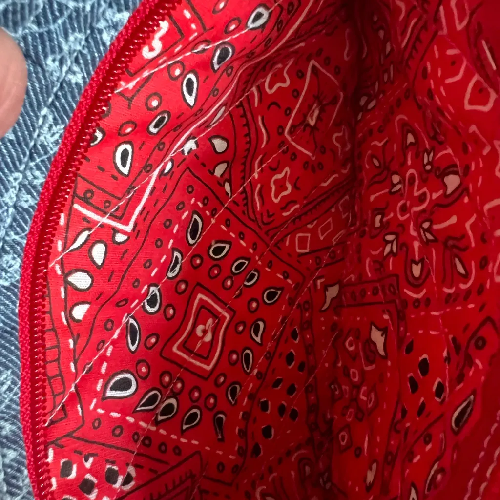 Bandana and denim Crossbody Bag – Red & Blue - Image 4
