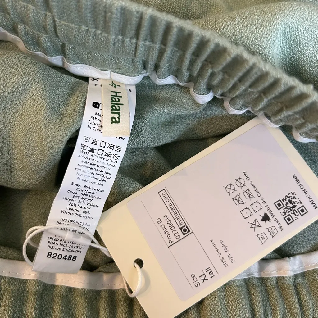 NWT Halara Green Drawstring Elastic Waist Pull On Wide Leg Pants Size Large Tall - Image 4