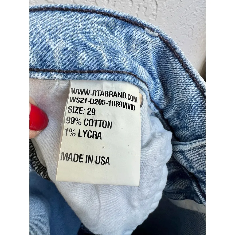 RTA High Rise Cotton Blend Straight Leg Gaia Jeans Light Denim Blue Womens Sz 29 - Image 8