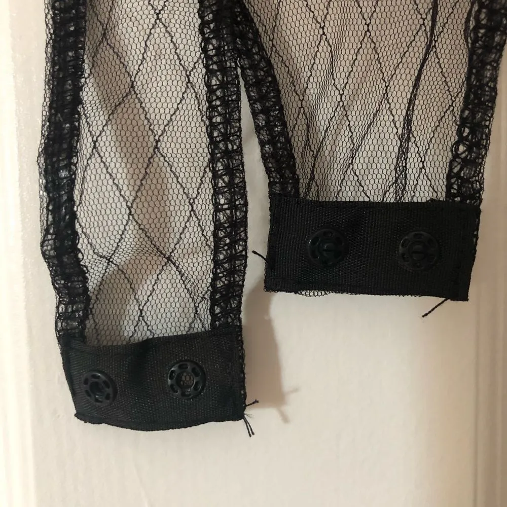 🆕 Clubwear Blouse Bodysuit (L) With Rhinestones Embellished 💥 Black Size L - Image 5