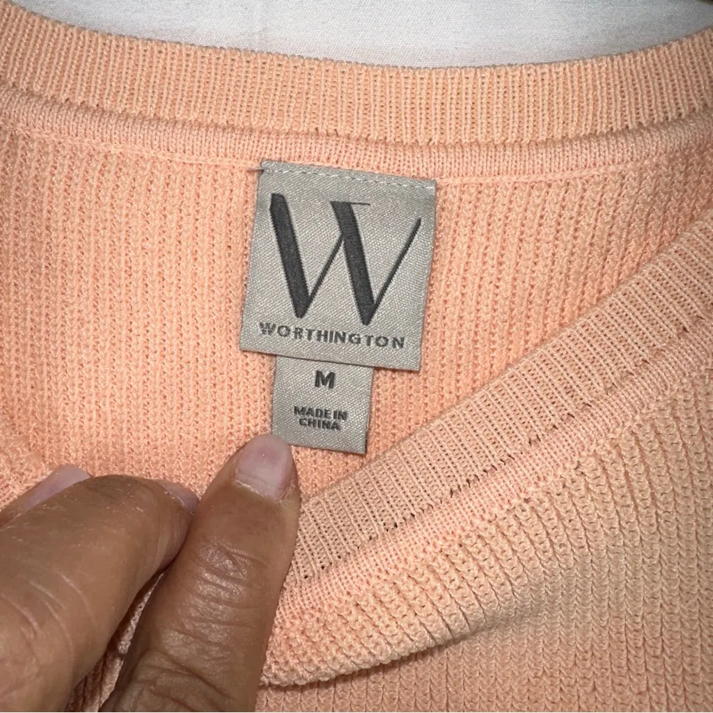 Worthington Top Women's Medium Peach Parfait Crew Neck Sleeveless Pullover NEW - Image 4