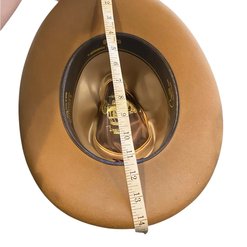 Vintage Resistol Stagecoach Tan Western Cowgirl Hat 7 3/5 in Feather Bull Rider - Image 8