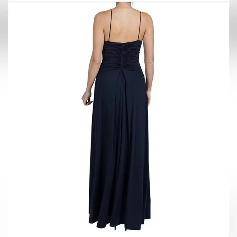 Julia Jordan Navy Blue Sleeveless Front Twist Drape A-Line Maxi Evening Gown - Image 2