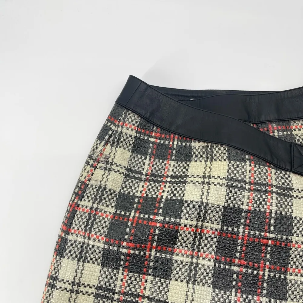 Alexander McQueen McQ Vintage leather Plaid Skirt size small waist 26 size 4 - Image 5