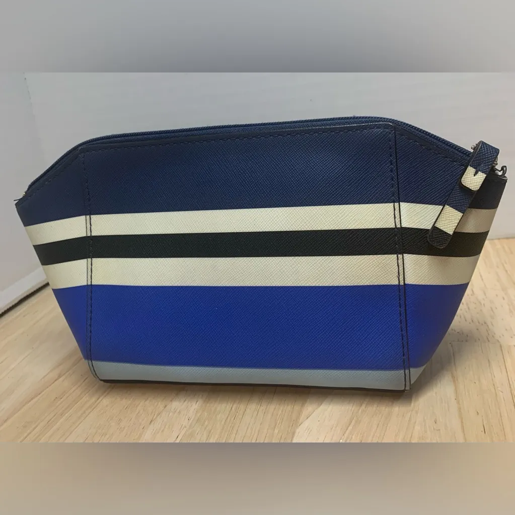 Kate Spade Small Eady Laurel Way Striped Blue White Cosmetic Perfume Bag - Image 2
