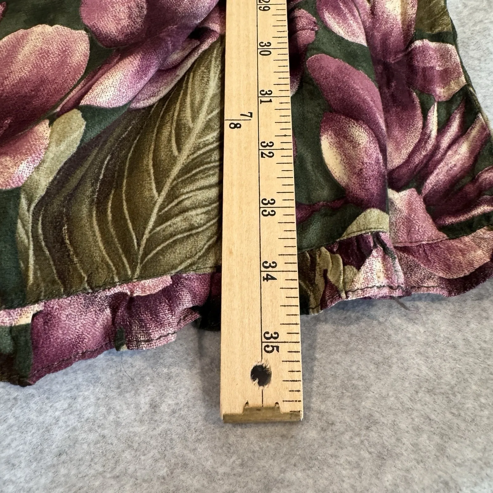 Vintage Teddi Drawstring Skirt Medium Green Purple Tropical Island Resortwear - Image 12