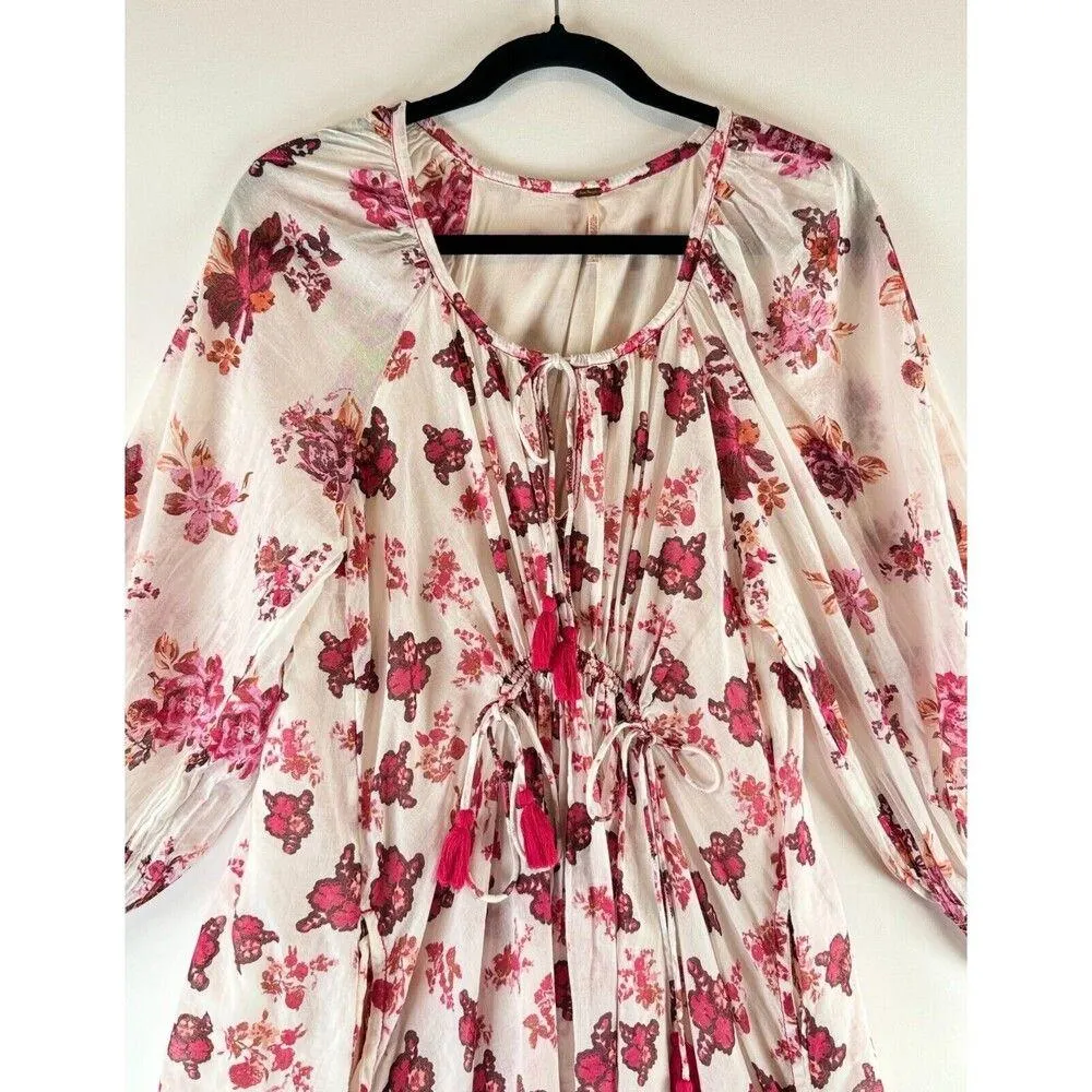 Free People Womens Dress Pink Camella Mini Floral Cottagecore Prairie Boho Small - Image 8