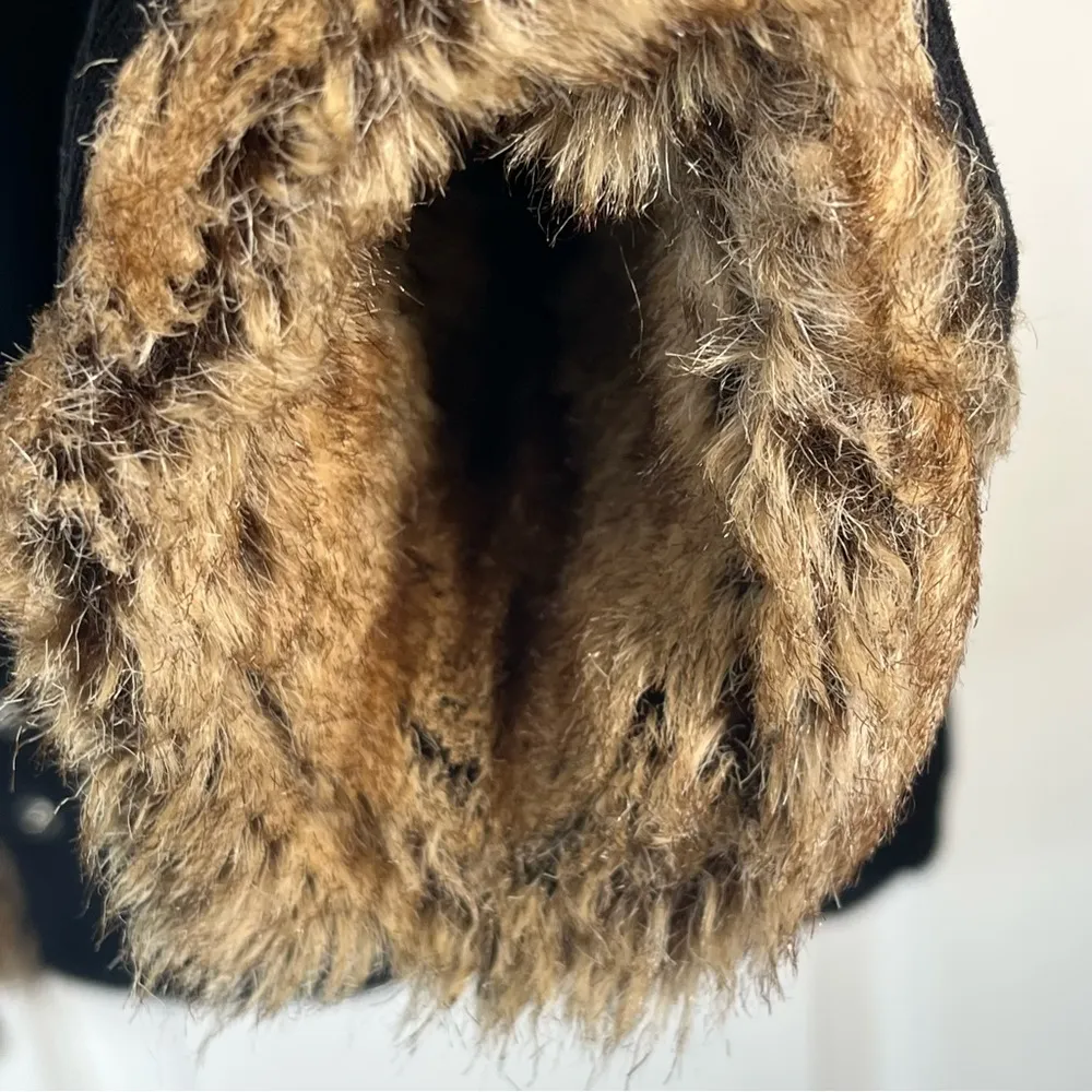 Disney World Sz XL Frontierland Western Black Corduroy Jacket Faux Fur Trim - Image 7