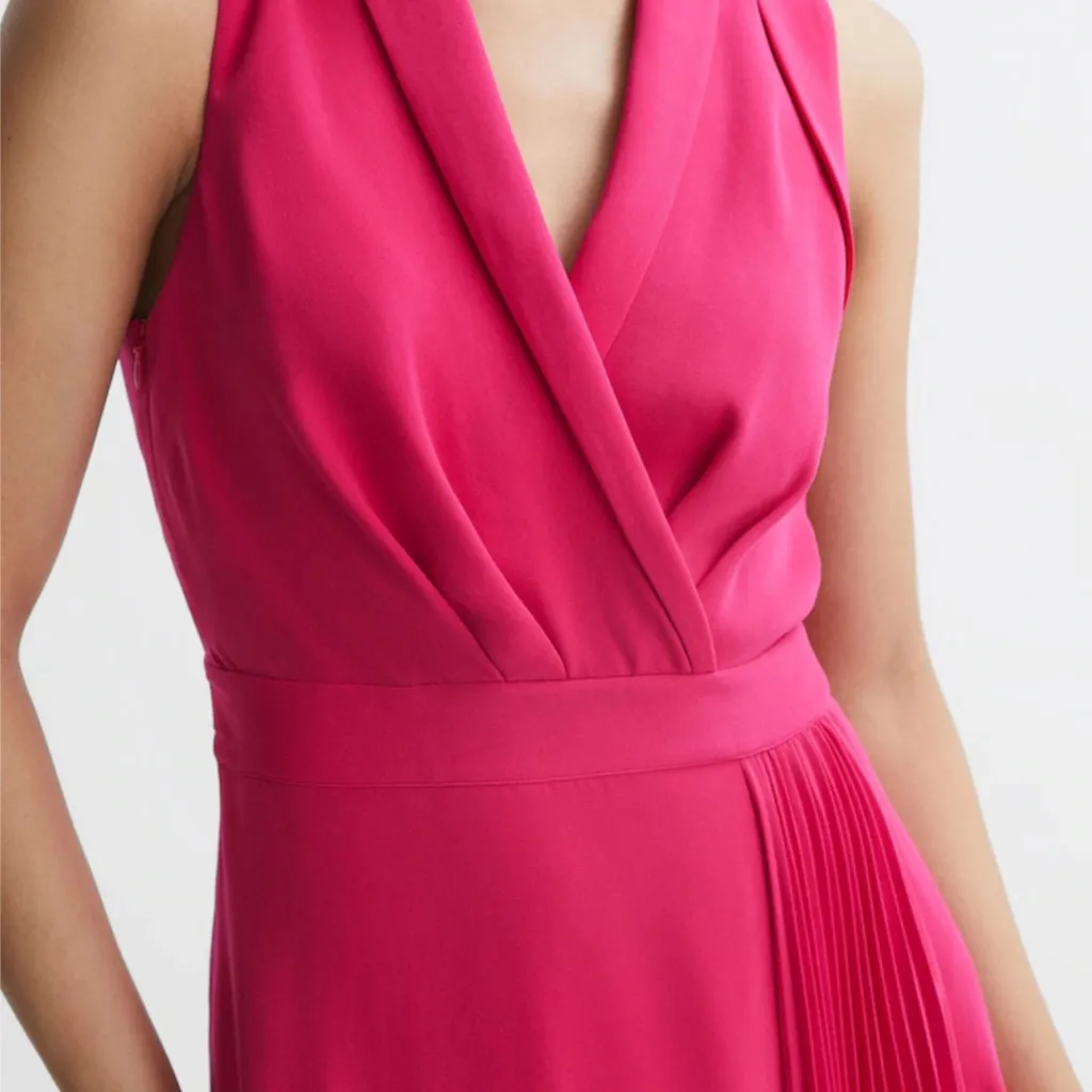 Reiss • Claire • Midi Dress • Pleated Fitted • Pink • USA 2 • $395 - Image 3