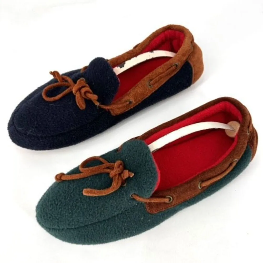 VTG 40/50s Eddie Bauer Women Polartec Colorblock Fleece Moccasin Slippers Size 8 - Image 2