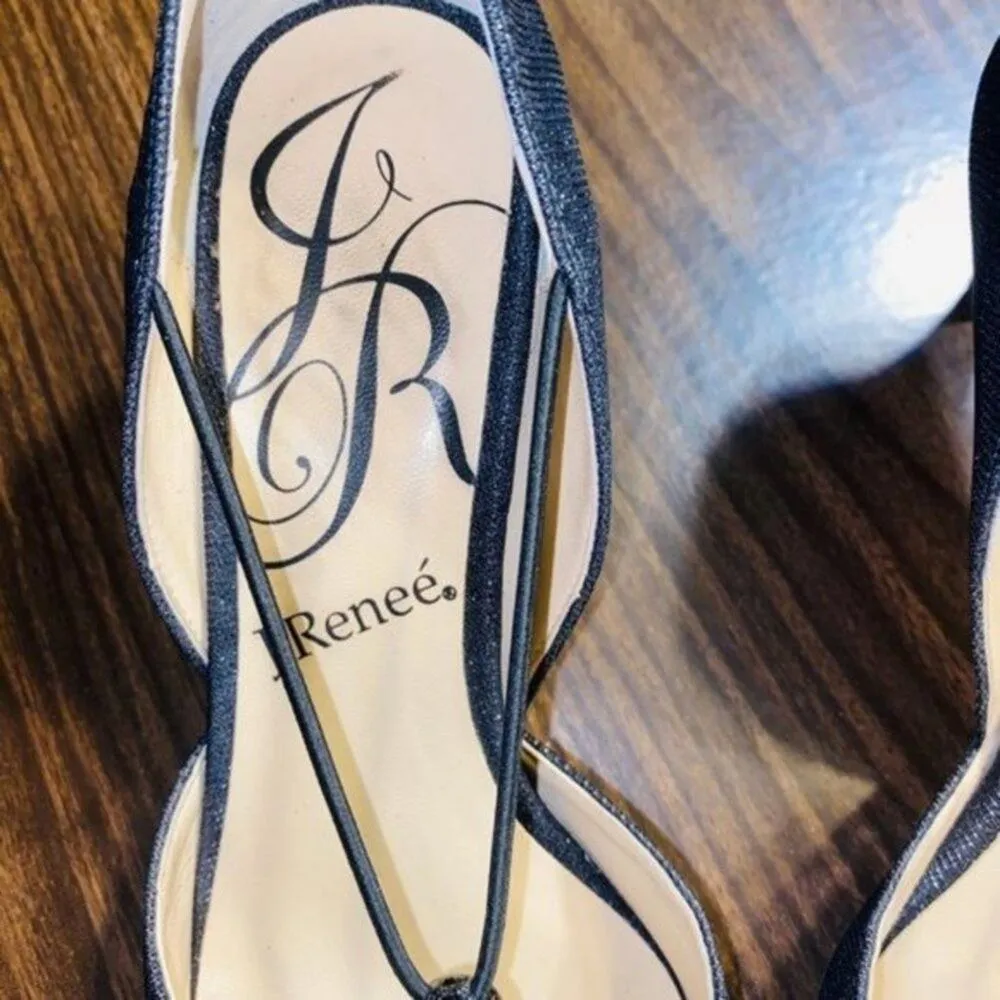 J Renee Veeva Glitter Fabric Heels Size 6 Black - Image 6