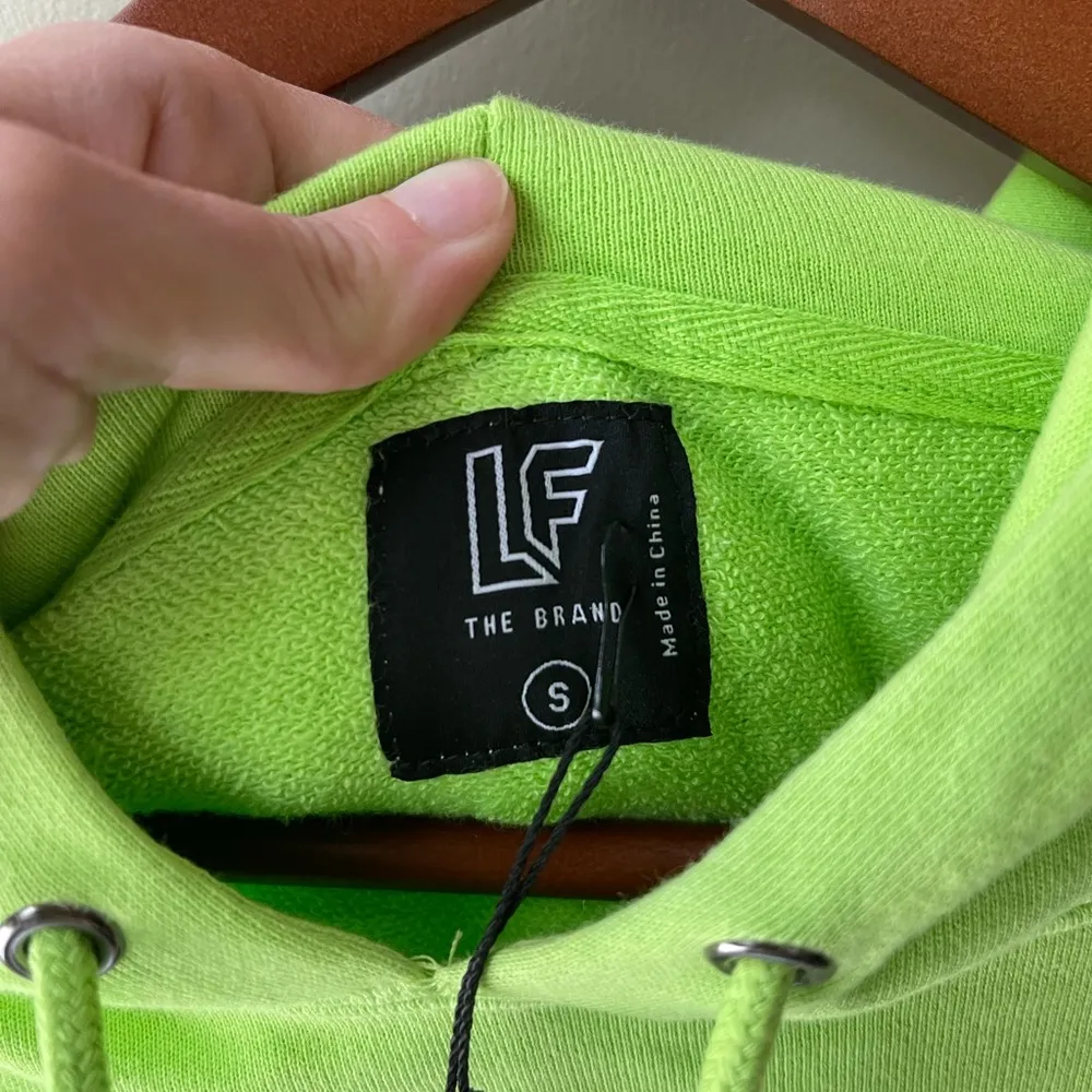 LF The Brand Neon Green Hoodie Graphic Long Sleeve New Tags Small - Image 3