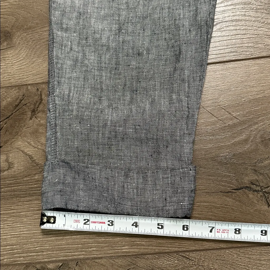 Athleta Bali Linen Ankle Pants Mid Rise Casual Flint Grey Heather Size 8 Tall - Image 12