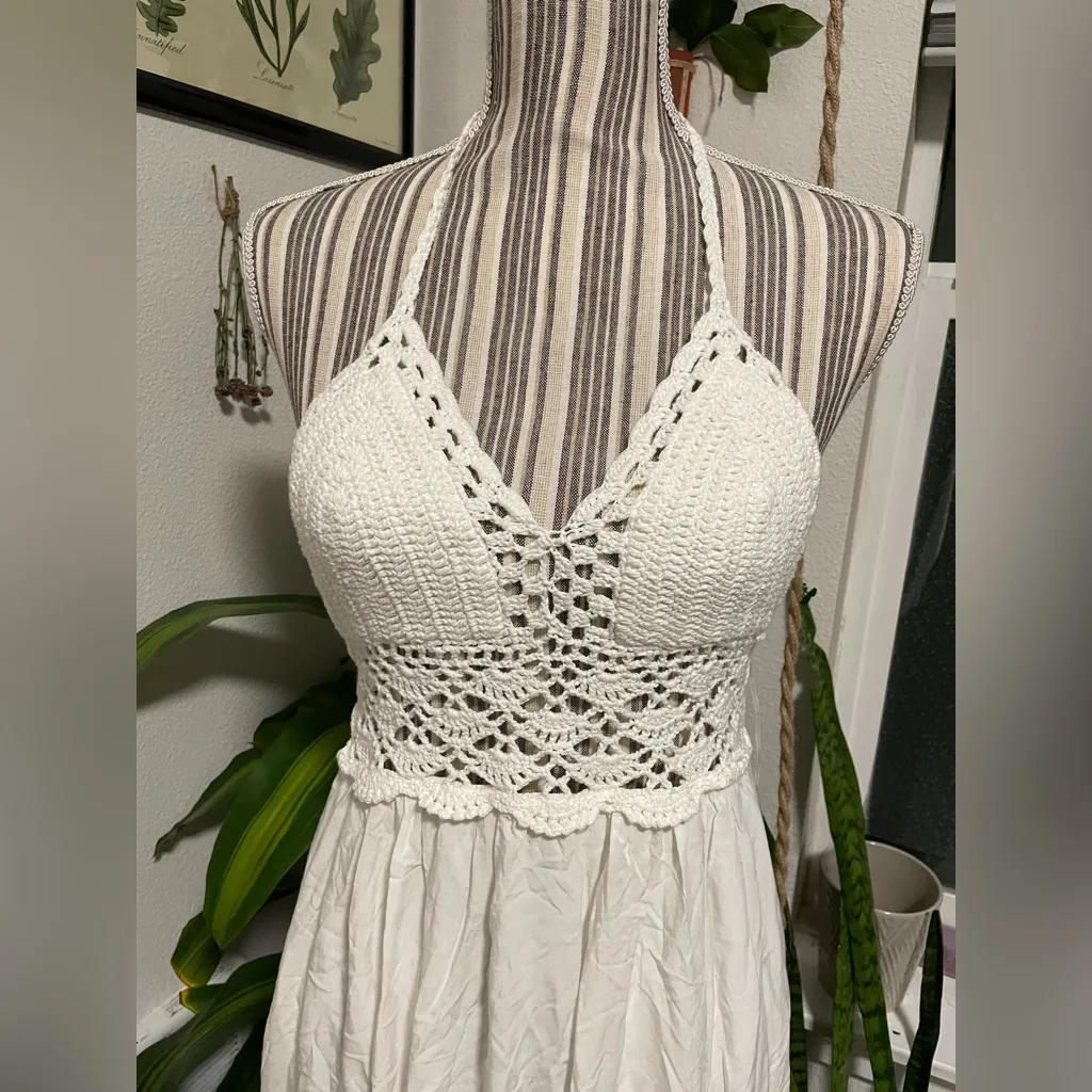 LILBETTER WHITE MAXI CROCHET DRESS SIZE Small women’s coquette vacation core - Image 6