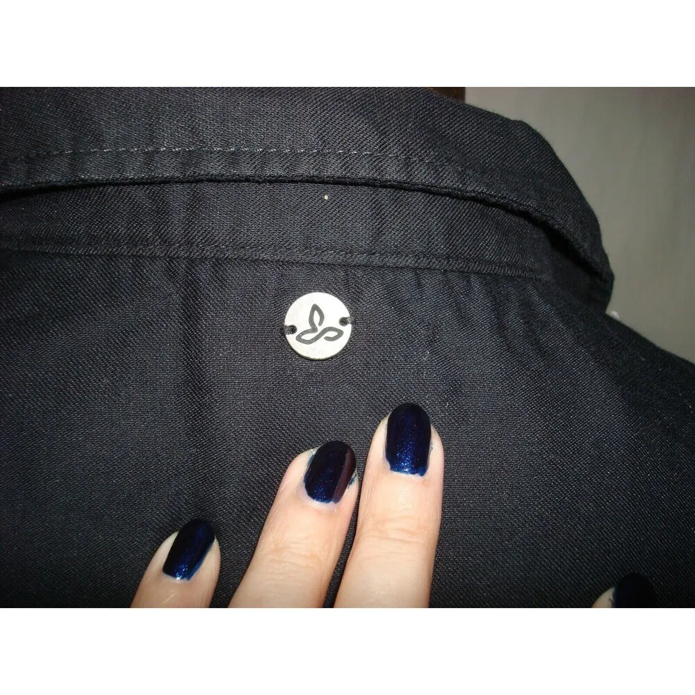 New Womens NWT PrAna Yarrow Shirt Dress Black S Organic Buttons Pocket Hemp Cott - Image 5