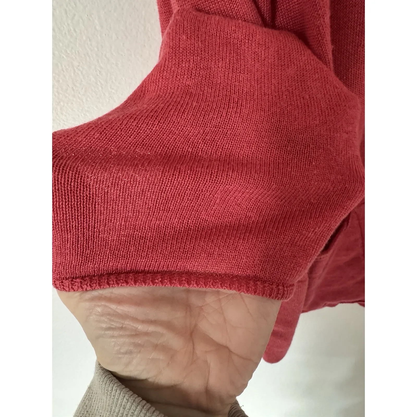 J. Jill Linen Blend V Neck Relaxed Fit Button Front Cardigan Sweater Size Medium Pink - Image 7