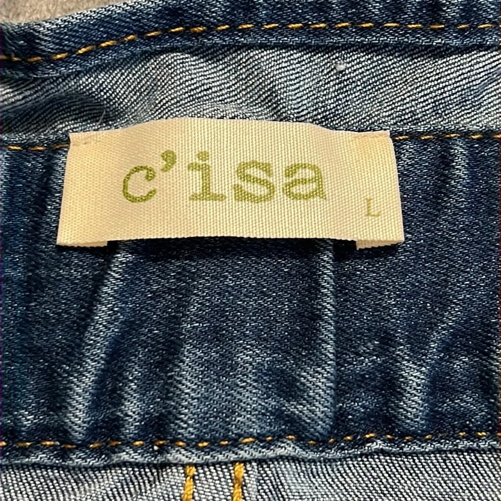 Lizard Thicket large denim paper bag skirt new stretchy waist zip button closure - Image 5