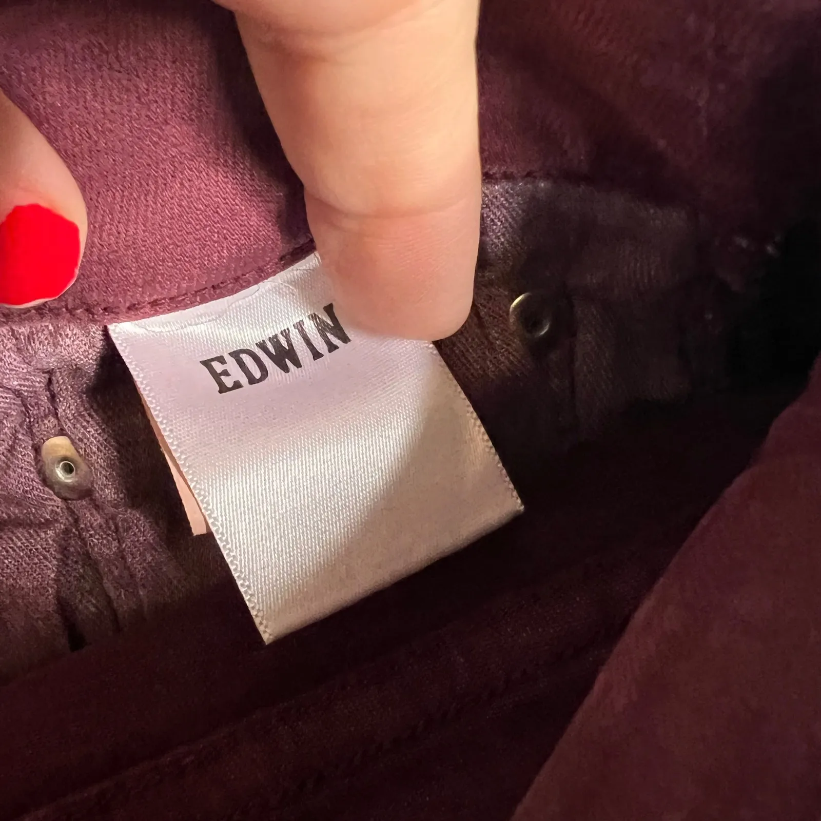 EDWIN Shape Pixie 9" Midrise Skinny Ankle Jeans Size 26 Wine Burgandy NWT Red - Image 9