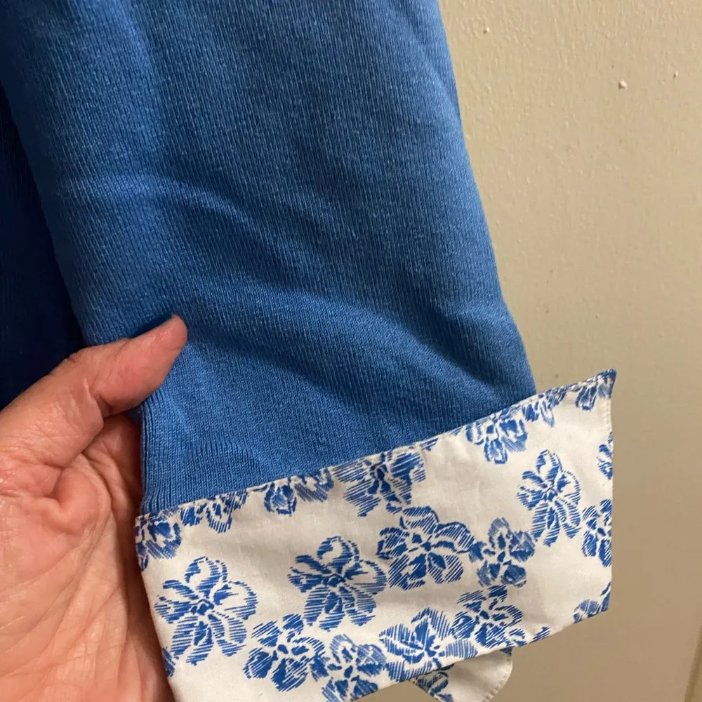 Covington Blue Long Sleeve Sweater Top Floral XL 18 78% Silk Bust 46” New NWT - Image 5