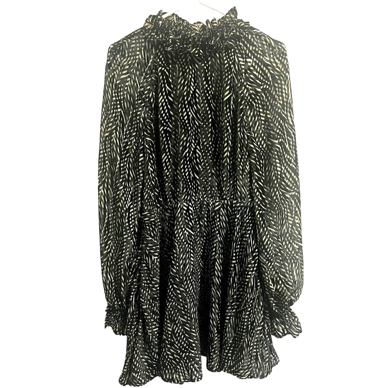 House of Harlow 1960 x REVOLVE Niles Mini Dress Burnout Velvet Color Zebra sz. M Black Size M - Image 3