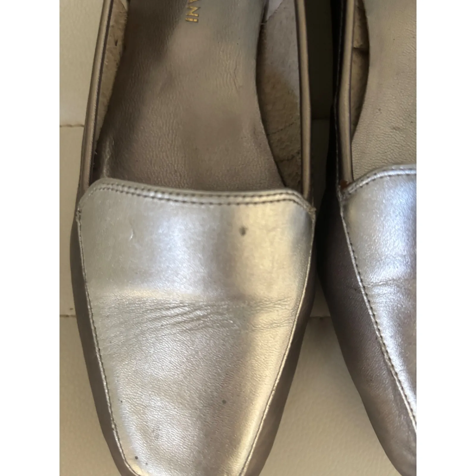 ANTONIO MELANI Women Metallic Silver Toe Square Toe Loafer Flats Shoes Size 8 - Image 5