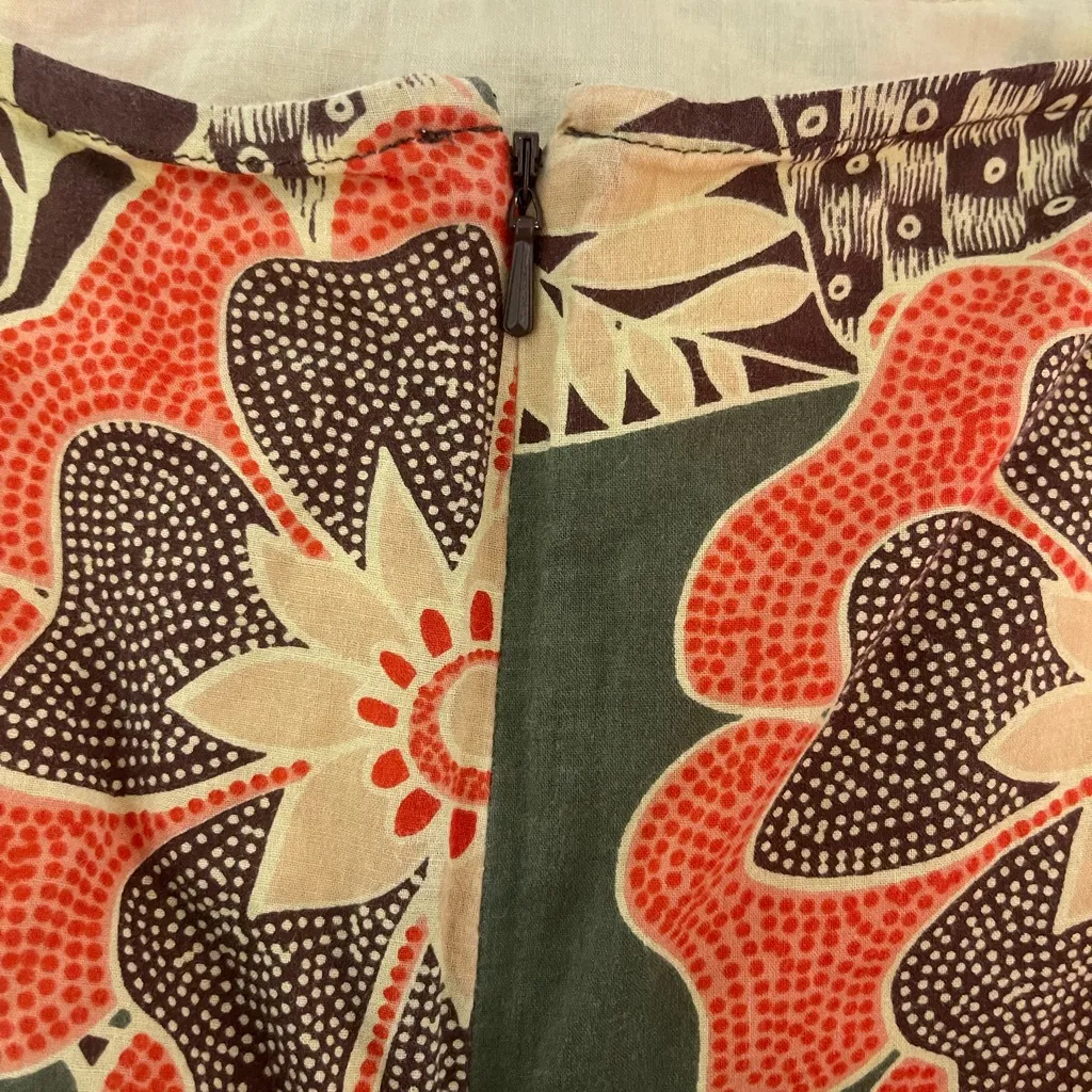 Vintage Y2K Floral Midi Skirt - Red, Green, Brown Botanical Print A-line 🍃🌼 10P - Image 6