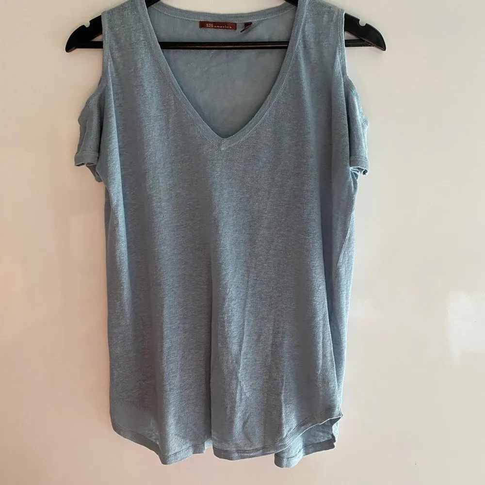 525‎ America Revolve Linen Cold Shoulder Sweater Size XS - Image 8