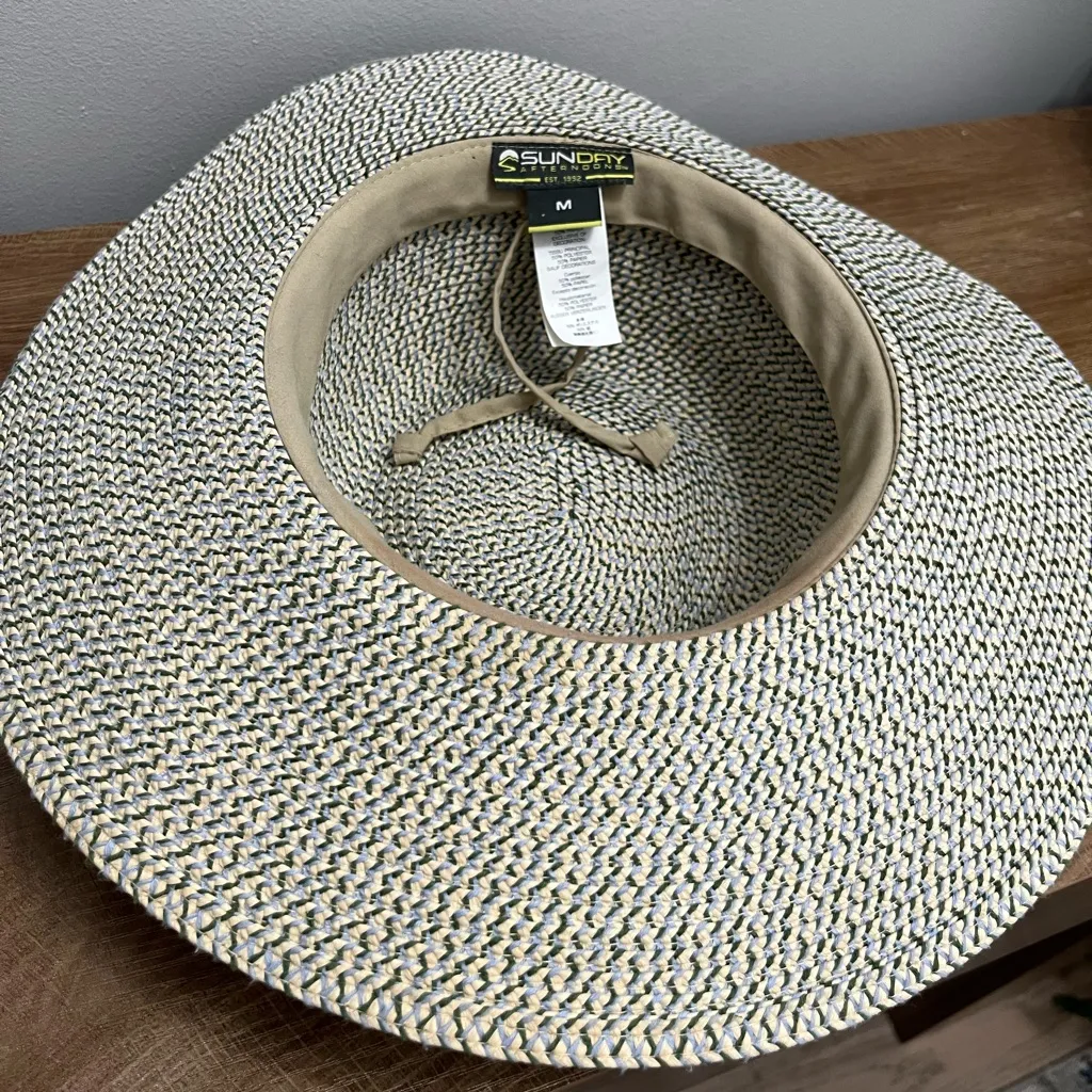 Sunday Afternoons Woven Sun Hat Beaded Band Neutral Straw Style Size M Green - Image 4