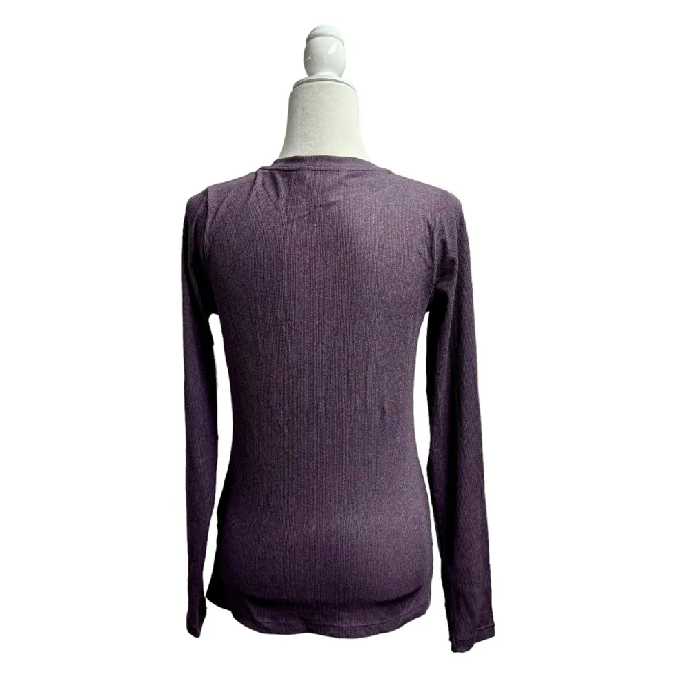 NEW Athleta Uptempo Ribbed Henley Long Sleeve Top Shirt Purple Small Petite NWT - Image 3