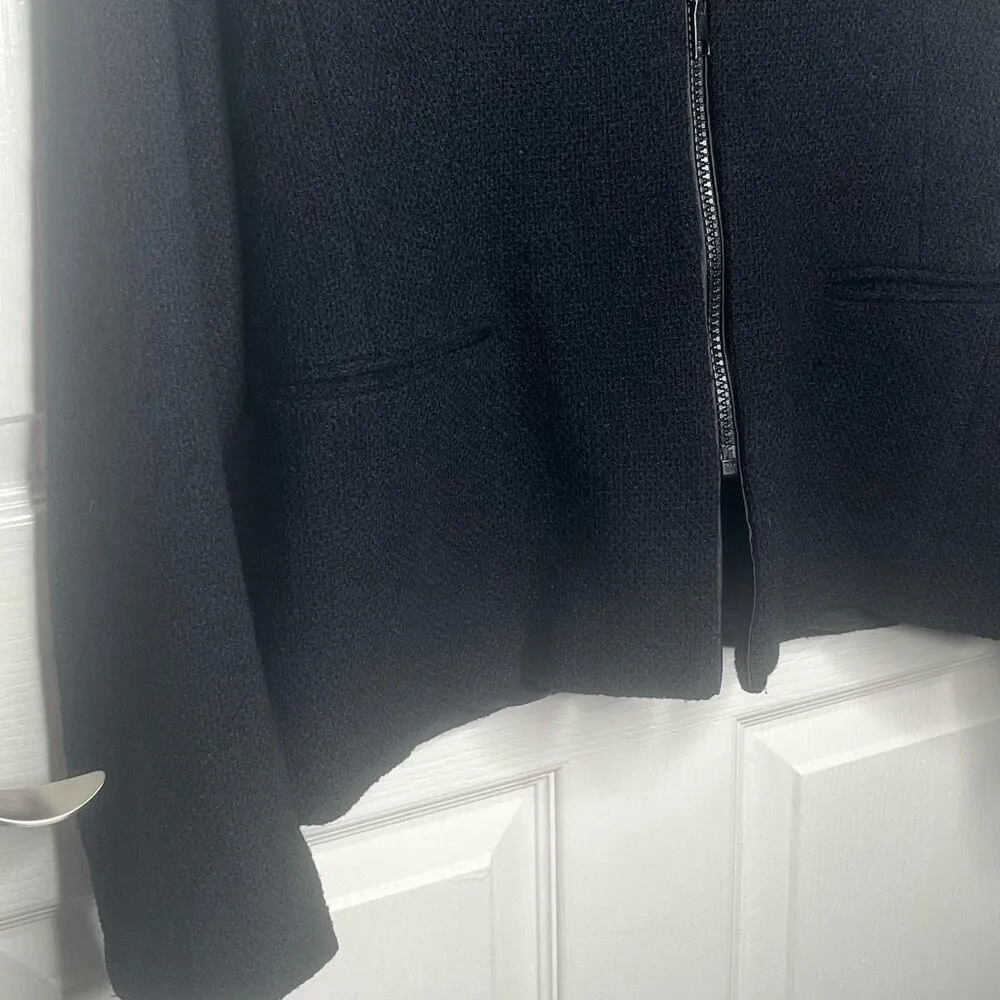 Lafayette 148 Sz 10 Black Virgin Wool Zipper Jacket - Image 5